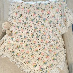 Vintage Pastel Florets Crocheted Baby Blanket